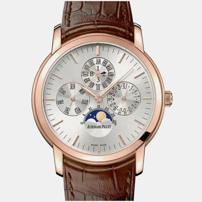 Pre-owned Audemars Piguet Jules 26390or.oo.d088cr.01 Automatic Silver 18k Rose Gold Men's Wristwatch 41 Mm