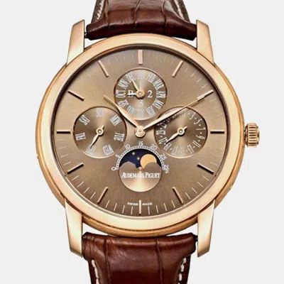 Pre-owned Audemars Piguet Jules 26390or.oo.d093cr.01 Automatic Brown 18k Rose Gold Men's Wristwatch 41 Mm