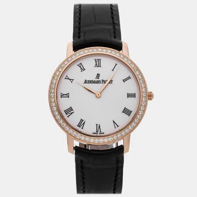 Pre-owned Audemars Piguet Jules Audemars 15133or.zz.a001cr.01 White Manual Winding 18k Rose Gold Men's Watches 36mm