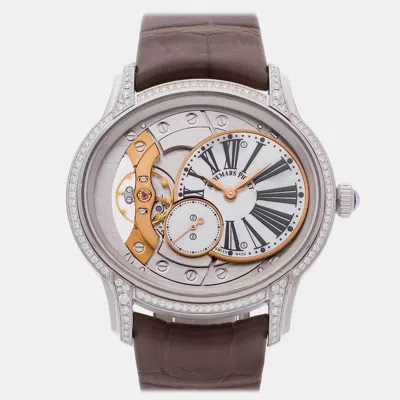 Pre-owned Audemars Piguet Millenary 77247bc.zz.a813cr.01 White 18k White Gold Manual Winding Women's Watches 39mm