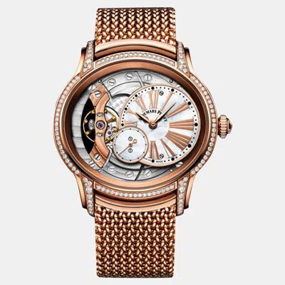 Pre-owned Audemars Piguet Millenary 77247or.zz.1272or.01 Manual Winding White Mop 18k Rose Gold Women's Wristwatch 39.5 Mm