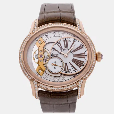 Pre-owned Audemars Piguet Millenary 77247or.zz.a812cr.01 White 18k Rose Gold Manual Winding Men's Watches 39mm