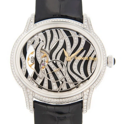 Audemars Piguet Millenary Zebra Diamond Pattern Dial 18 Carat White Gold Ladies Watch In Black