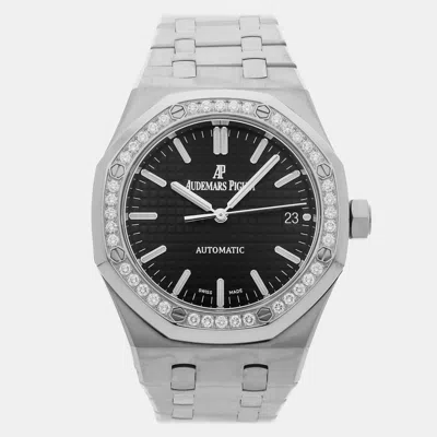 Pre-owned Audemars Piguet Royal Oak 15451st.zz.1256st.01 Black Automatic Diamond Stainless Steel Men