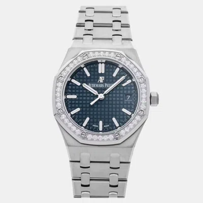 Pre-owned Audemars Piguet Royal Oak 77351st.zz.1261st.01 34 Mm In Blue