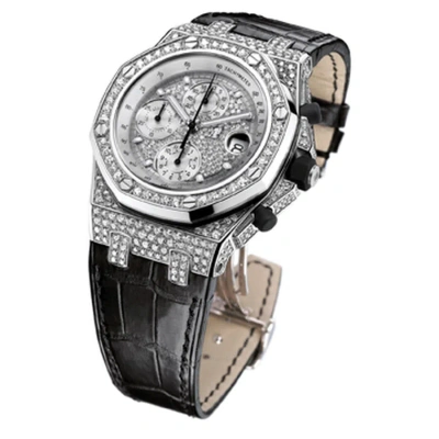Audemars Piguet Royal Oak Chronograph Diamond Diamond Pave Dial Men's Watch 26067bc.zz.d00 In Black / Gold / White