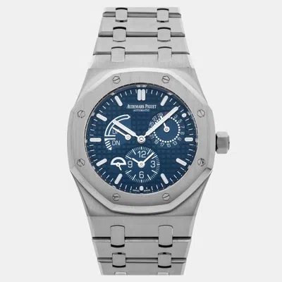 Pre-owned Audemars Piguet Royal Oak Dual Time 26124st.oo.d018cr.01 Blue Automatic Stainless Steel Me