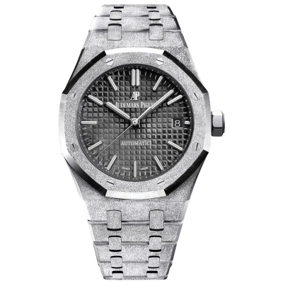 Audemars Piguet Royal Oak Frosted Gold Black With Grande Tapisserie Pattern Dial Ladies Wa In Black / Gold / Gold Tone / White