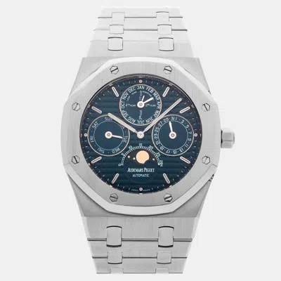 Pre-owned Audemars Piguet Royal Oak Perpetual Calendar 25820st.oo.0944st.05 Blue Automatic Stainless