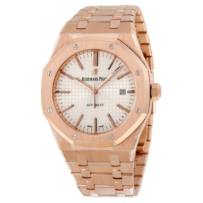 Audemars Piguet Royal Oak Silver Grande Tapisserie Dial Men's Watch 15400or.oo.1220or.02 In Pink