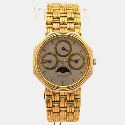 Pre-owned Audemars Piguet Quantieme Perpetual Calendar 5557ca Grey 18k Yellow Gold 18k White Gold Automatic Men's Watches 35mm
