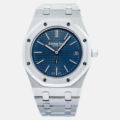Pre-owned Audemars Piguet Royal Oak 15202st Automatic Blue Stainless Steel Men's Wristwatch 39 Mm