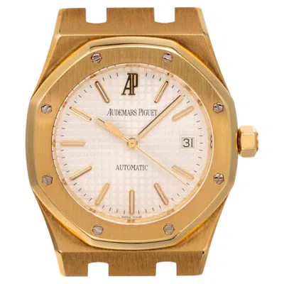 Pre-owned Audemars Piguet Royal Oak 15300ba White 'tapisserie' Dial 18k Yg