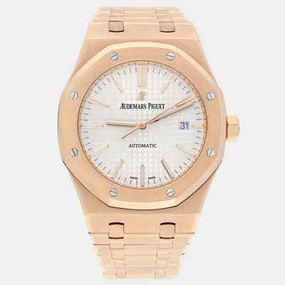 Pre-owned Audemars Piguet Royal Oak 15400or.oo.1220or.02 Automatic Silver 18k Rose Gold Men's Wristwatch 41 Mm