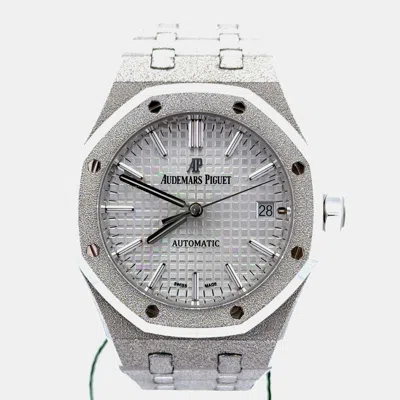 Pre-owned Audemars Piguet Royal Oak 15454bc.gg.1259bc.01 Automatic Silver 18k White Gold Women's Wristwatch 37 Mm
