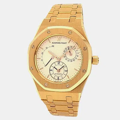 Pre-owned Audemars Piguet Royal Oak 25730ba.oo.0789ba.06 Automatic White 18k Yellow Gold Men's Wristwatch 36 Mm