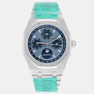 Pre-owned Audemars Piguet Royal Oak 26574st.oo.1220st.03 Automatic Blue Stainless Steel Men's Wristwatch 41 Mm