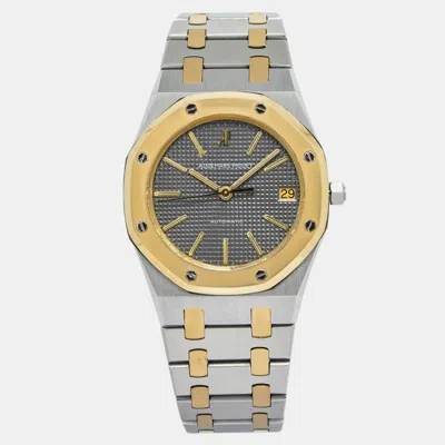 Pre-owned Audemars Piguet Royal Oak 4100sa Automatic Grey 18k Yellow Gold Stainless Steel Men's Wristwatch 36mm In Gray