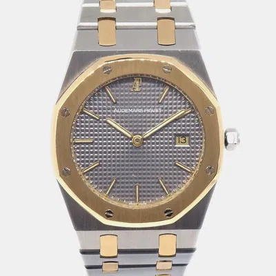 Pre-owned Audemars Piguet Royal Oak 56143sa Grey 18k Yellow Gold Stainless Steel Quartz Men's Watches 33 Mm In Gray