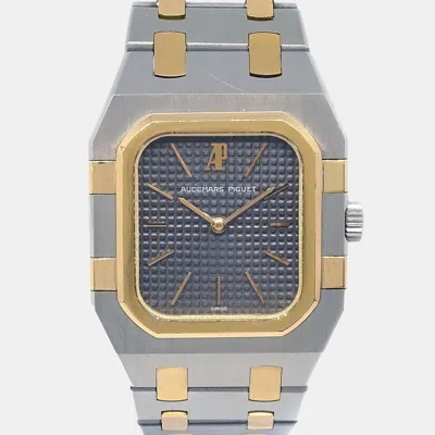 Pre-owned Audemars Piguet Royal Oak 6005sa Quartz 18k Yellow Gold Women's Wristwatch 33 Mm In Gray