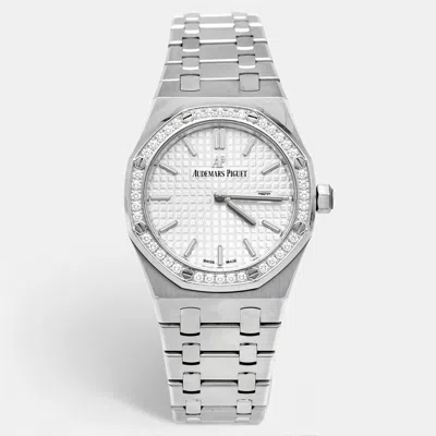 Pre-owned Audemars Piguet Royal Oak 67651st Zz 1261st 01 Silver Dial Stainless Steel Diamond Women's Wristwatch 33 Mm