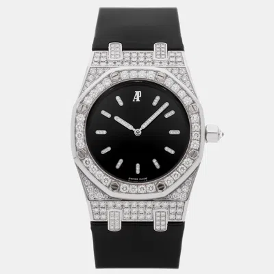 Pre-owned Audemars Piguet Royal Oak 77220bc.zz.d004cu.01 Black White Gold Automatic Women's Watches 33 Mm