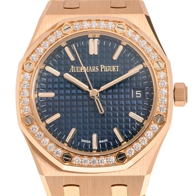 Audemars Piguet Royal Oak Automatic Diamond Blue Dial Ladies Watch 77451or.zz.1361or.04 In Gold