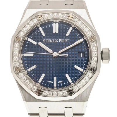Audemars Piguet Royal Oak Automatic Diamond Blue Dial Unisex Watch 15551st.zz.1356st.05 In Black