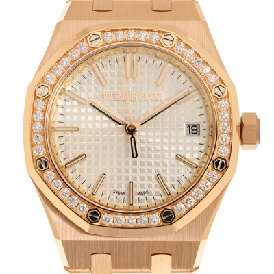 Audemars Piguet Royal Oak Automatic Diamond Silver Dial Ladies Watch 15551or.zz.1356or.01 In Gold