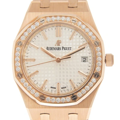 Audemars Piguet Royal Oak Automatic Diamond White Dial Ladies Watch 77351or.zz.1261or.01 In Gold