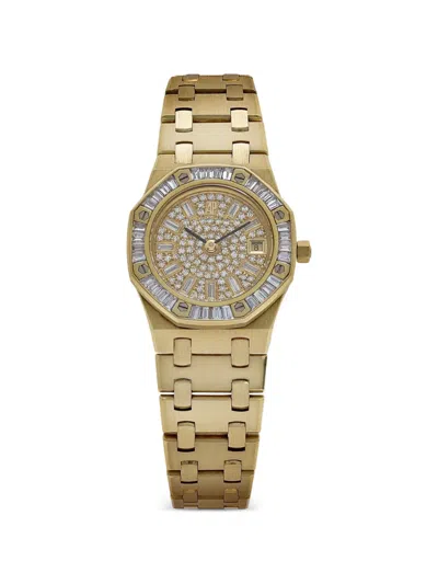 Pre-owned Audemars Piguet Royal Oak Bracelet Strap Diamond Bezel 26mm Watch In Gold
