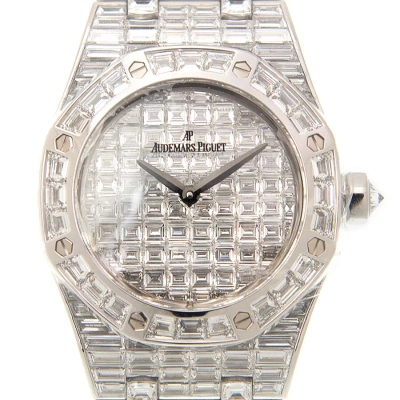 Audemars Piguet Royal Oak Diamond Pave White Gold Ladies Watch 67606bc.zz.9179bc.01 In Metallic