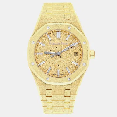 Pre-owned Audemars Piguet Royal Oak Frosted Gold 77450ba.gg.1361ba.01 Automatic Gold 18k Yellow Gold Women's Wristwatch 34 Mm
