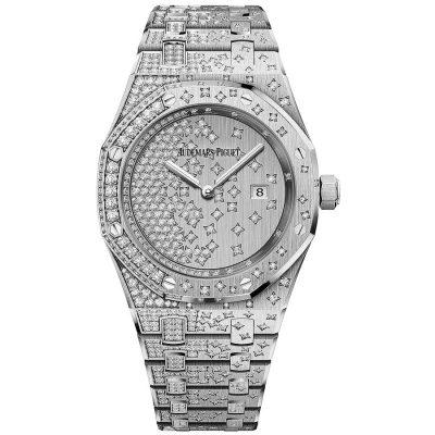 Audemars Piguet Royal Oak Ladies 18k White Gold Diamond Watch 67654bc.zz.1264bc.01 In Metallic