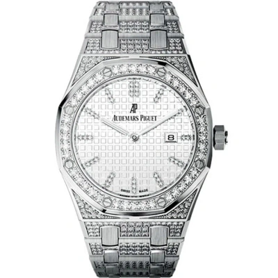 Audemars Piguet Royal Oak Lady Diamond Silver Dial White Gold Ladies Watch 67652bc.zz.1262bc.01 In Metallic