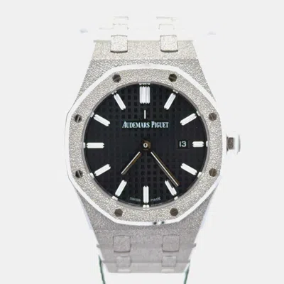 Pre-owned Audemars Piguet Royal Oak Lady Frosted Quartz 67653bc.gg.1263bc.02 Quartz Black Diamonds White Gold Women's Wristwat