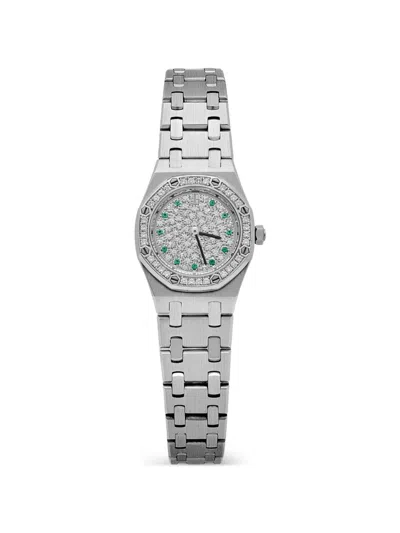 Pre-owned Audemars Piguet Royal Oak Octagonal Case Diamond Bezel 26mm Watch In Silver