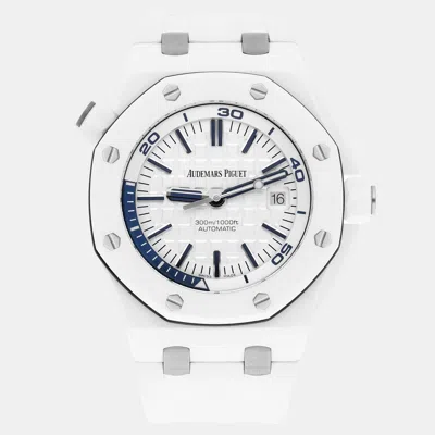Pre-owned Audemars Piguet Royal Oak Offshore 15707cb.oo.a010ca.01 Automatic White Ceramic Stainless Steel Men's Wristwatch 42 
