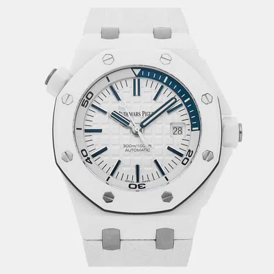 Pre-owned Audemars Piguet Royal Oak Offshore 15707cb.oo.a010ca.01 White Ceramic Automatic Men Wristwatch 42mm