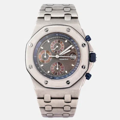 Pre-owned Audemars Piguet Royal Oak Offshore 25721ti.oo.1000t1.01 Automatic Grey Titanium Men's Wristwatch 42 Mm In Gray