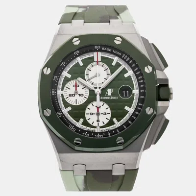 Pre-owned Audemars Piguet Royal Oak Offshore 26400so.oo.a055ca.01 Green Stainless Steel Automatic Men Wristwatch 44mm