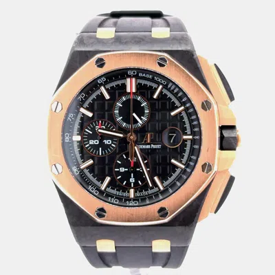 Pre-owned Audemars Piguet Royal Oak Offshore Chronograph 26406fr.oo.a002ca.01 Black Rose Gold Rubber Men Wristwatch 44mm