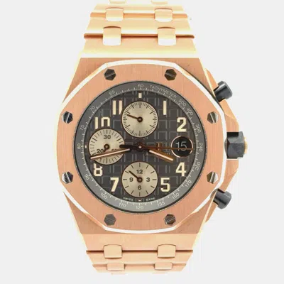 Pre-owned Audemars Piguet Royal Oak Offshore Chronograph 26470or.oo.1000or.02 Grey Automatic Chronograph 18k Rose Gold Men's W In Gray