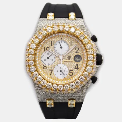 Pre-owned Audemars Piguet Customised Mop Diamond Two-tone Stainless Steel Royal Oak Offshore 10174 Automatic Men's Wristwatch In Gold