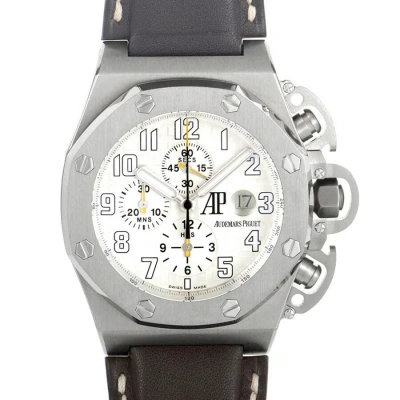 Audemars Piguet Royal Oak Offshore Silver Dial Leather Men's Watch 25863ti.0.a080cu.01 In Metallic