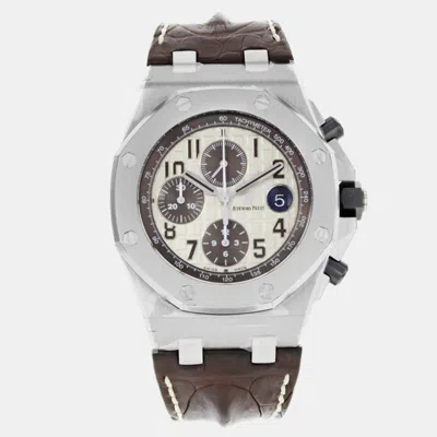 Pre-owned Audemars Piguet Royal Oak Offshore Steel Automatic Watch 42 Mm In White