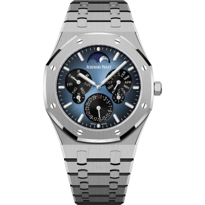 Audemars Piguet Royal Oak Perpetual Automatic Blue Dial Men's Watch 26586ti.oo.1240ti.01 In Metallic
