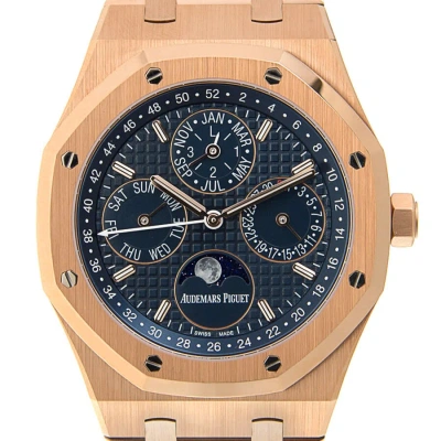 Audemars Piguet Royal Oak Prepetual Calendar Blue Dial Automatic Men's 18 Carat Pink Gold Watch 2657