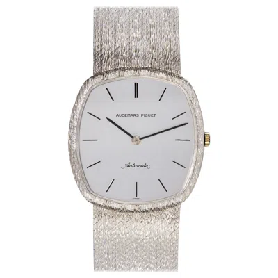 Pre-owned Audemars Piguet Silvered Dial Brushed 'cobra' Bracelet 18k Wg 1980s In Multiple