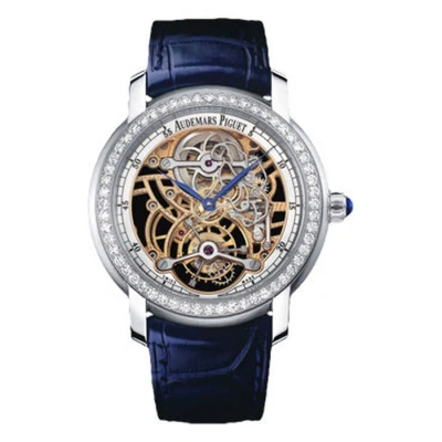 Audemars Piguet Skeleton Tourbillon Diamond Platinum 950 Ladies Watch 26357pt.zz.d028cr.01 In Blue